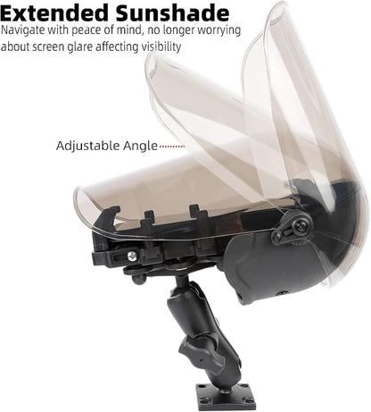 Universal Phone Mount Holder for Boat Motorcycle, with Vibration Dampener, Sun Shade, Aluminum Square Base & Medium Arm - Sunproof & Rainproof, Fits 4.7-7.2'' Smartphones