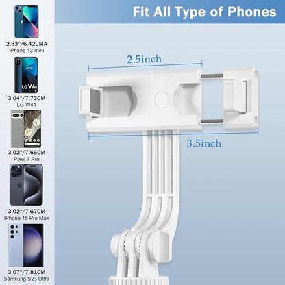Selfie Stick Tripod with Fill Light, Phone Selfie Stick,Durable Stainless Steel Design,Bluetooth Remote Control,and Stable Three-Legged Support for Live Broadcasts,Video Shooting (White)