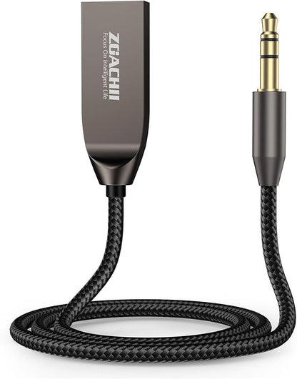 Bluetooth 5.4 Car Aux Adapter, Handsfree Calls, Wireless Music Streaming for Car Home Stereo Speakers Audio System