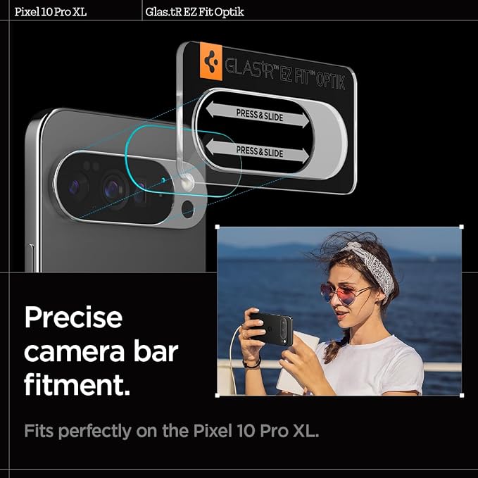 Spigen Camera Lens Screen Protector [Glas.tR EZ Fit Optik] Designed for Pixel 10 Pro XL [Case Friendly] - 2 Pack