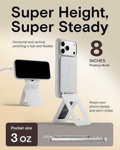 MOFT Phone Stand, Magnetic Phone Tripod Stand Stain-Resistant MOVAS Leather & Angle Adjustment & Strong Magnets Tripod for iPhone 17/16/15/14/13/12 (Included Metal Ring)-Misty Cove