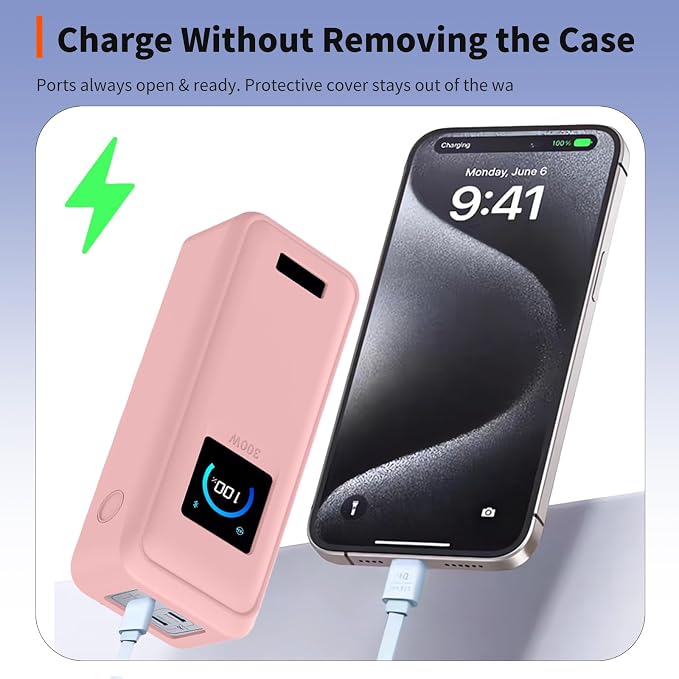 Case for Anker Prime Power Bank(26250mAh 300W)– Soft Silicone Protective Cover Compatible with Prime Power Bank(26250mAh 300W),Shockproof Anti-Scratch Slim Fit Case,Pink