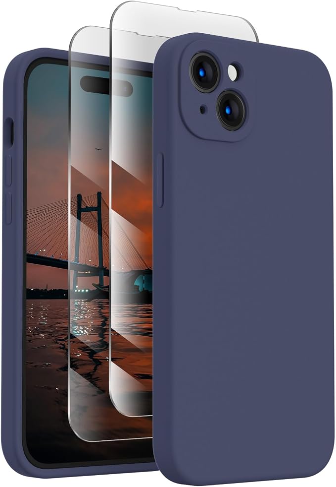 FireNova Designed for iPhone 15 Case, Silicone Upgraded [Camera Protection] Phone Case, Soft Anti-Scratch Microfiber Lining Inside, 6.1 inch, Navy Blue