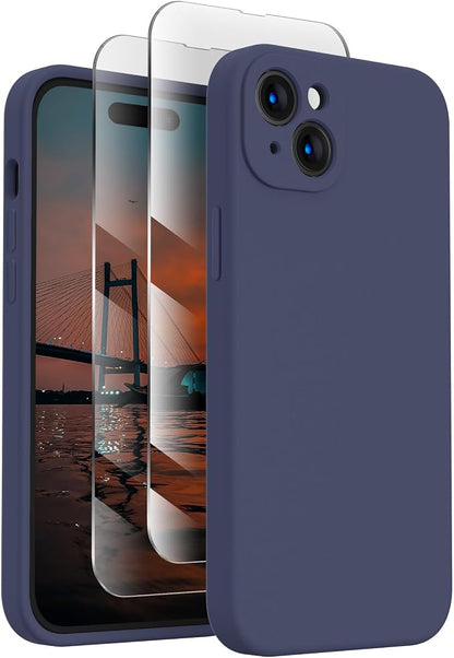 FireNova Designed for iPhone 15 Case, Silicone Upgraded [Camera Protection] Phone Case, Soft Anti-Scratch Microfiber Lining Inside, 6.1 inch, Navy Blue