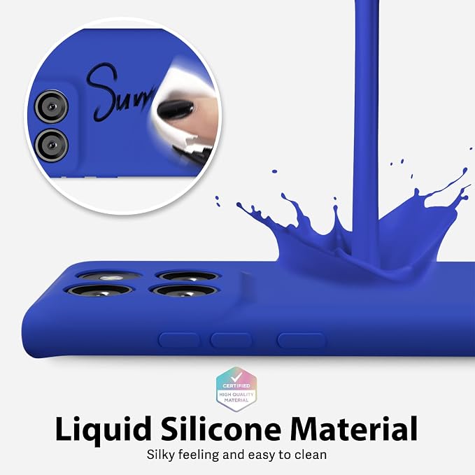 oakxco for Motorola Moto Edge 2025 Phone Case Liquid Silicone, Thin Slim Soft Rubber Gel TPU Plain Protective Simple Cover for Women Girl Cute, Matte Solid Color Aesthetic, Royal Blue