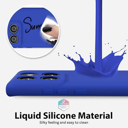 oakxco for Motorola Moto Edge 2025 Phone Case Liquid Silicone, Thin Slim Soft Rubber Gel TPU Plain Protective Simple Cover for Women Girl Cute, Matte Solid Color Aesthetic, Royal Blue