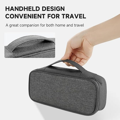 Teskyer Tech Organizer Pouch with Handle, Dark Grey | Water-Resistant Fabric, Adjustable Dividers, Multiple Compartments, Protective Lining, Travel and Office Use