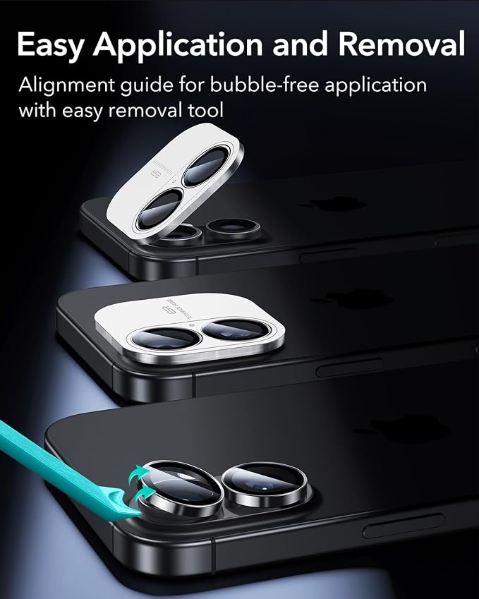 ESR 2 Pack for iPhone 17/iPhone 16/iPhone 16 Plus, Camera Lens Protector, Ultra-tough HD Individual Lens Protectors, Scratch Resistant, Ultra-thin Tempered Glass, Black