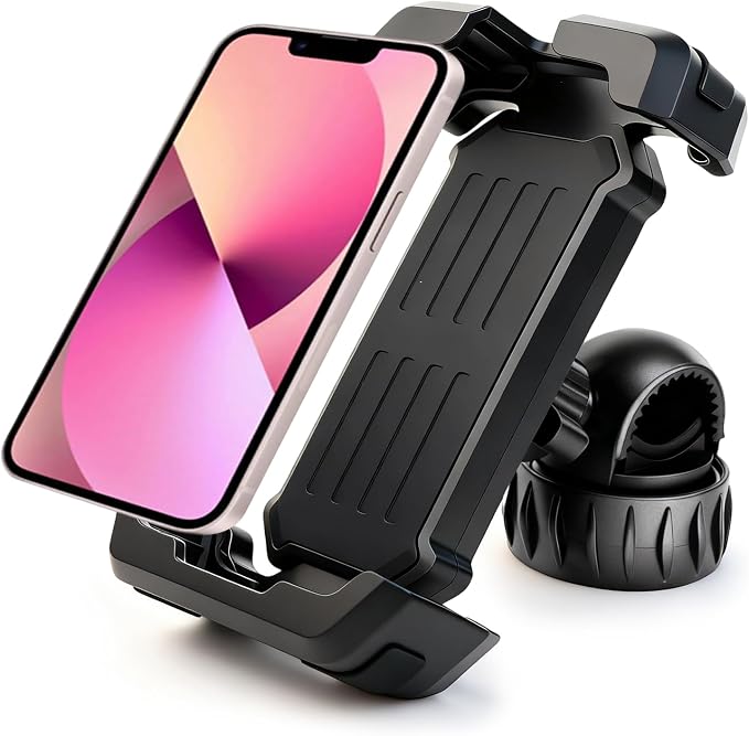 Bike Phone Holder and Motorcycle Phone Mount, adjustable handlebar clamp, shockproof