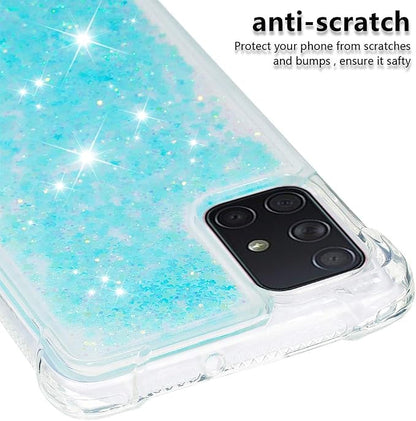 Bling Protective Case für Galaxy A71 Women, Slim Floating Liquid Phone Cover Silicone Bumper Case Transparent Shockproof Cover TPU Case Yellowing-Resistant Cases Compatible with Samsung Galaxy A71