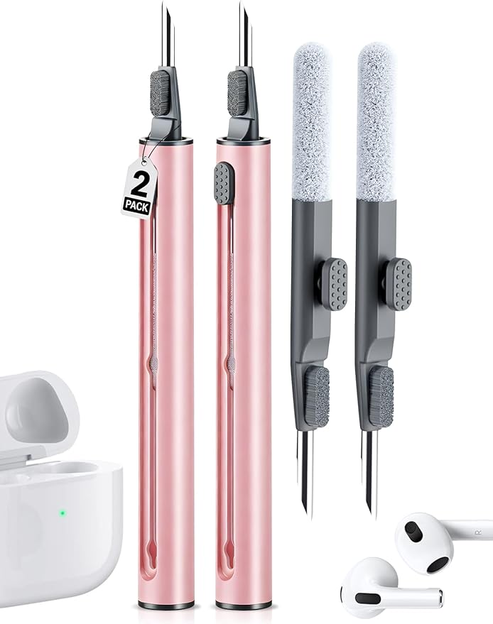 Cleaner Kit for Airpods, Earbuds Cleaning kit for Airpods Pro 1 2 3, Phone Cleaner kit with Brush for Bluetooth Earbuds Cleaner, Wireless Earphones,iPhone,Laptop, Camera (Pink)