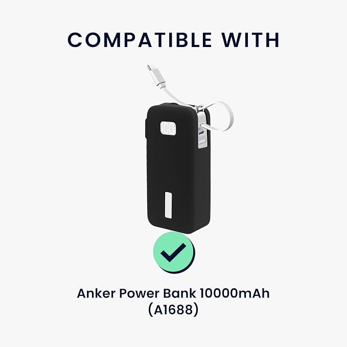 kwmobile Case Compatible with Anker Power Bank 10000mAh (A1688) - Portable Powerbank Cover - External Battery Charger Bag, Shockproof - Black