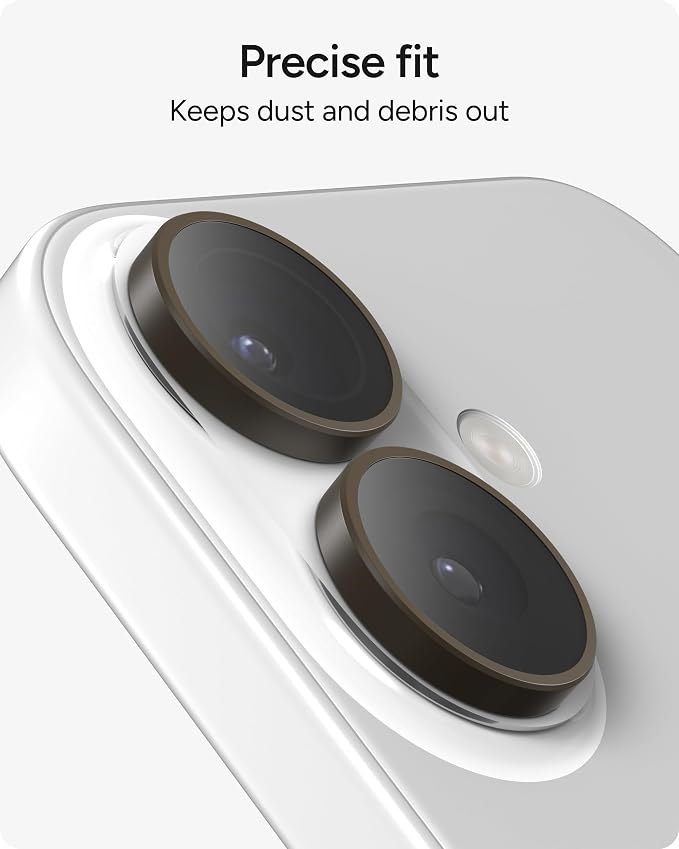 ZAGG iPhone Camera Lens Protector for iPhone 17/16/ 16 Plus - Beige Sandstone, Camera Ring, Maximum Impact & Scratch Protection, Anti-Reflective Technology, Smudge-Resistant, Precise Fit, Glass Elite