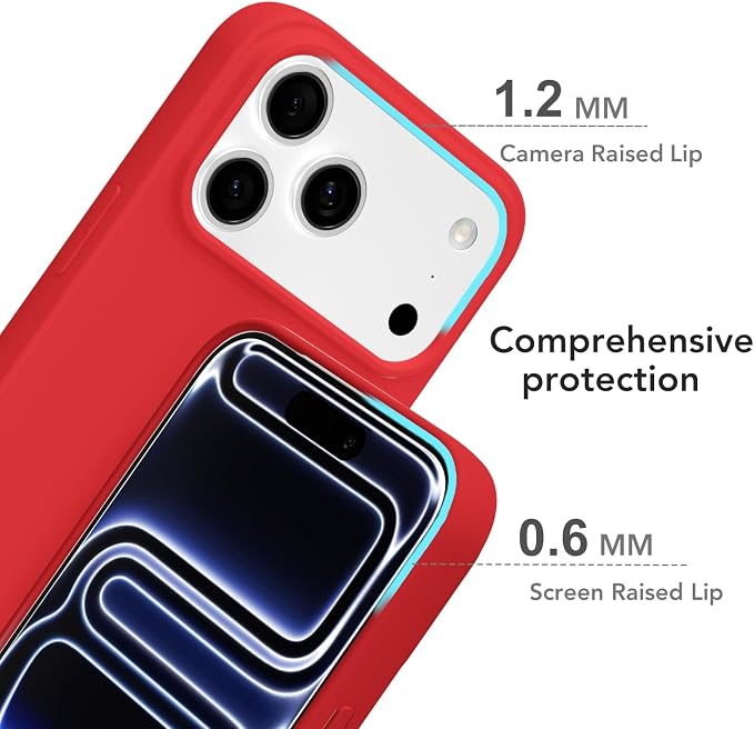 for iPhone 17 Pro Case Silicone Compatible with Magsafe Case, Ultra Slim Thin Magnetic Phone Cases Mag Safe, Cute Soft Rubber Gel TPU Matte Plain Wireless Charging Cover for Women, Red