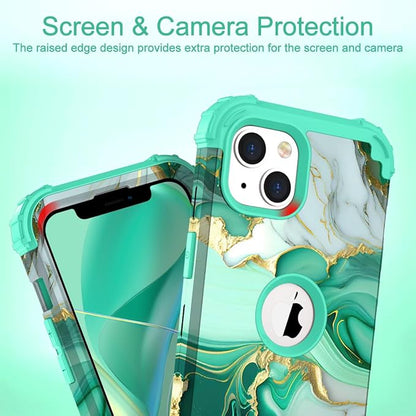 Hocase for iPhone 14 Plus Case, Heavy Duty Shockproof Protection Soft Silicone Rubber+Hard Plastic Bumpers Hybrid Protective Case for iPhone 14 Plus 6.7" 2022 - Mint Green