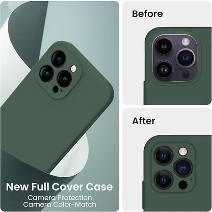 FireNova Designed for iPhone 14 Pro Max Case, Silicone Upgraded [Camera Protection] Case, Soft Anti-Scratch Microfiber Lining Inside, 6.7 inch, Alpine Green