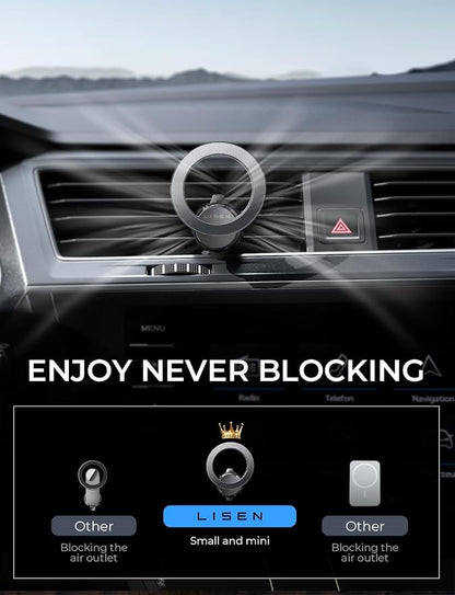 LISEN for MagSafe Car Mount Fits iPhone 17 Pro Max Air 16 15 14 13 Mag Safe Case, Magnetic Phone Holder for Car [24 Super Magnets] Car Vent Phone Mount for Mag Safe Phone Holder Car Accessories