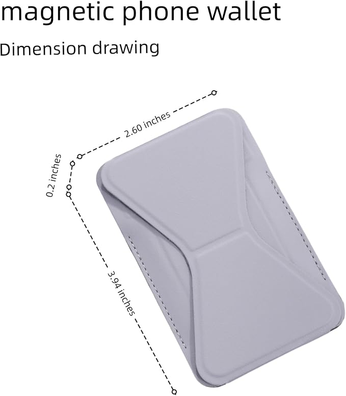 for MagSafe Wallet RFID Blocking, 2 Card Holder, Stand Strong Magnetic Grip, Slim Leather Phone Wallet, Compatible with iPhone 17/16/15/14/13/12 Series (Gray Small Support)