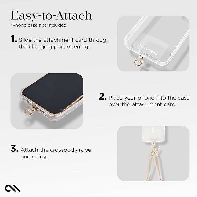 Case-Mate Crossbody Phone Lanyard/Chain [Works with All Phones] Hands-Free Cell Phone Charm/Strap - Neck Chain Holder for iPhone 17 Pro Max / 16 Pro Max / 15 Pro Max / 14/ S26 Ultra / S25 - Beige Rope