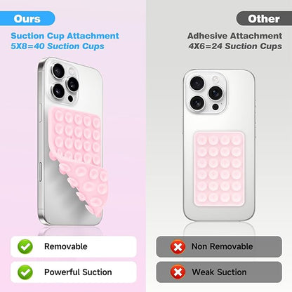 QxbBox Silicone Suction Cup Phone Case Mount Double Sided, Hands-Free Strong Grip Holder for Selfies and Videos,Silicon Sticky Phone Grip with Higher Suction Power for Cell Phone White