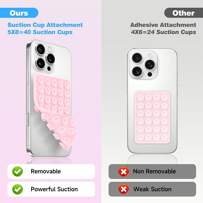 QxbBox Silicone Suction Cup Phone Case Mount Double Sided, Hands-Free Strong Grip Holder for Selfies and Videos,Silicon Sticky Phone Grip with Higher Suction Power for Cell Phone Light Blue