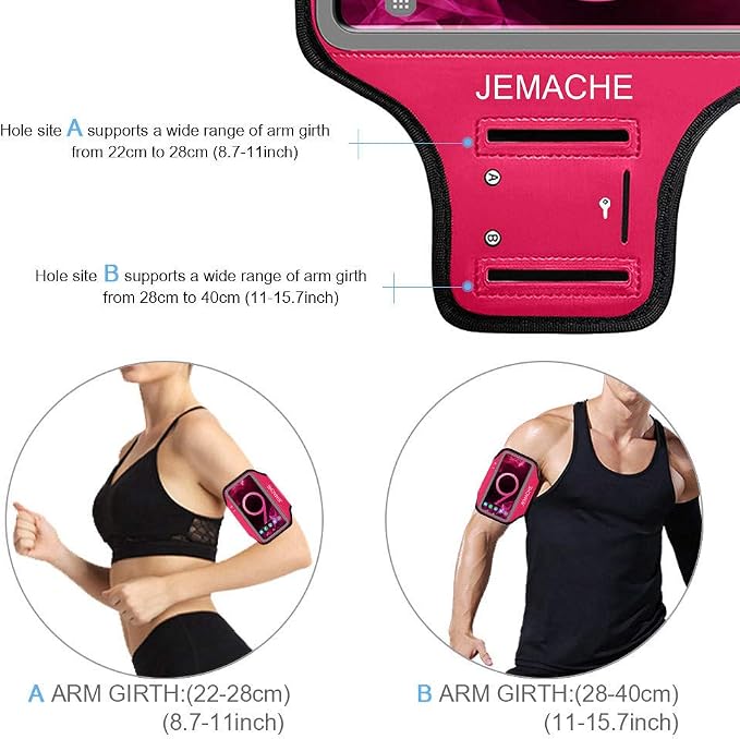 Galaxy S10 S9 S8 Armband, JEMACHE Gym Running Exercises Workouts Phone Arm Band for Samsung Galaxy S10/S9/S8/S7 Edge (Rose)