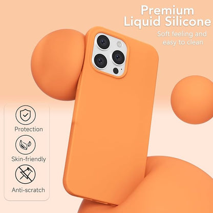 for iPhone 15 Pro Case Silicone Compatible with Magsafe Case, Ultra Slim Thin Magnetic Phone Cases Mag Safe, Cute Soft Rubber Gel TPU Matte Plain Wireless Charging Cover for Women, Neon Orange
