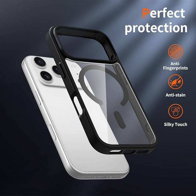 3 in 1 Phone Case for iPhone 17 with MagSafe Compatible, Clear with White Frame, Camera and Lens Protector, Screen Protector Included