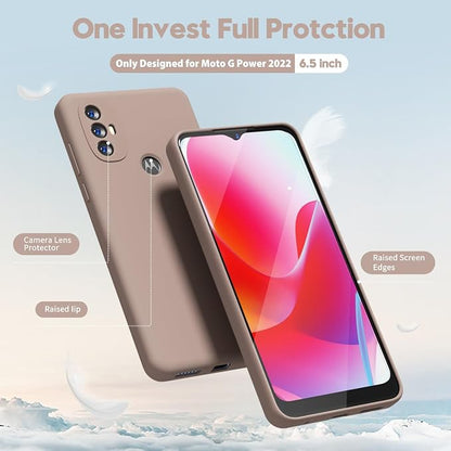 oakxco for Motorola Moto G Power 2022 Phone Case/Moto G Play 2023 Phone Case Liquid Silicone, Thin Slim Soft Rubber Gel TPU Plain Simple Cover for Women Girl Cute, Matte Solid Color,Brown Khaki Nude