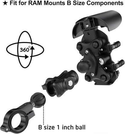 iMESTOU Anti-Vibration Motorcycle Phone Mount, Shock Damping Bike Cellphone Holder with 1" Ball Mount Base 720° Rotatable Fits for 12-32mm Handlebars, Widely Compatible with 5.4"-7.0" Smartphones