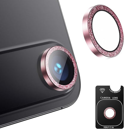 AFARER Camera Lens Protector for iPhone 17Air,[Does not Affect Night Shots][Strong Adsorption][Not Easy to Break] 9H Ultra-tough HD Individual Tempered Glass, Anti-Scratch,Case Friendly Glitter Pink