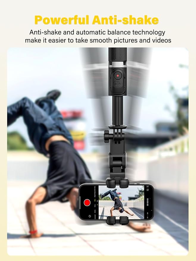 Gimbal Stabilizer for Smartphone,2-axis stabilizer Without APP face Tracking,4 in 1 Portable Phone Tripod,stabilizer for iPhone& Android,108CM Extension Rod,AOCHUAN M2PRO Black