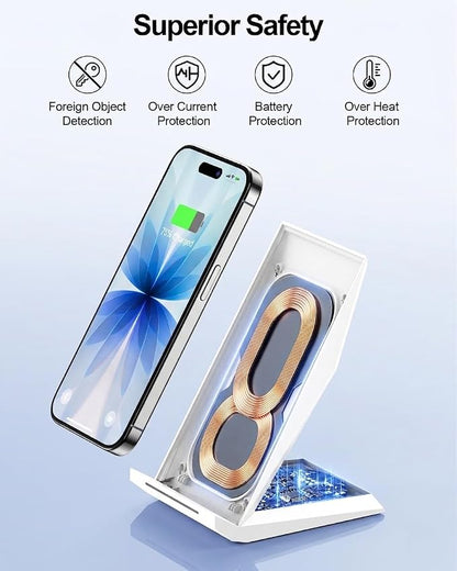 Fast Wireless Charging Stand, Equipped with PD 30W Adapter, High Speed Universal Charger with Extra USB-A Port Compatible with iPhone 17/16/15/14/13/12/11, for Samsung Galaxy S26/S25/S24/S23/S22