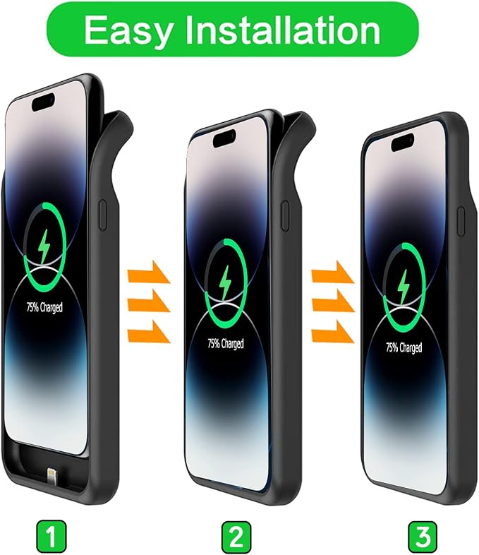 Battery Case for iPhone 14 Pro Max, Upgraded 12000mAh Battery Pack Rechargeable Charger Case with Wireless Charging Compatible for iPhone 14 Pro Max (6.7 inch) External Battery Charging Cover(Black)