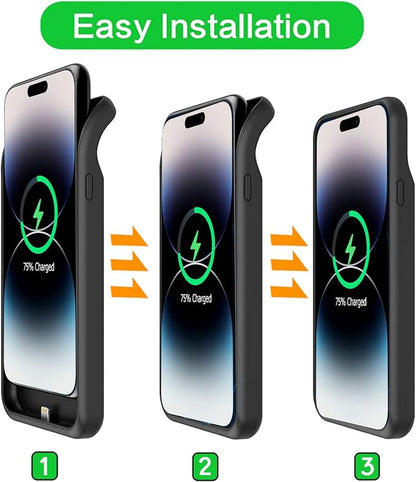 Battery Case for iPhone 14 Pro Max, Upgraded 12000mAh Battery Pack Rechargeable Charger Case with Wireless Charging Compatible for iPhone 14 Pro Max (6.7 inch) External Battery Charging Cover(Black)
