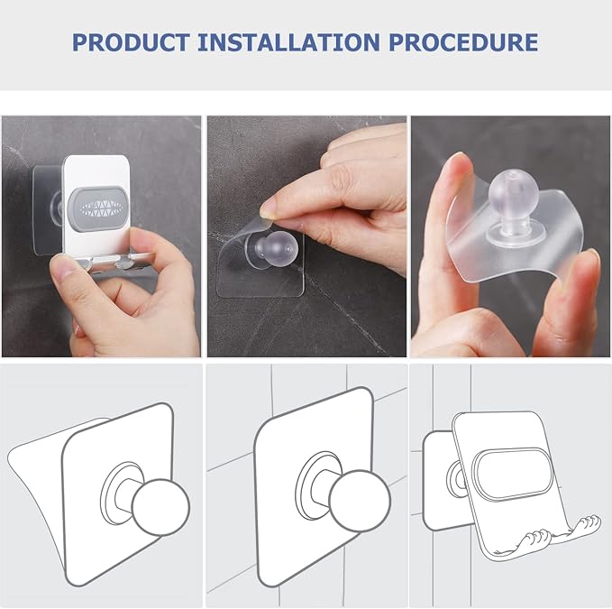 Shower Mount Phone Holder - Adjustable Cell Phone Stand with Adhesive Pads for Bathroom and Kitchen (1 PCS)