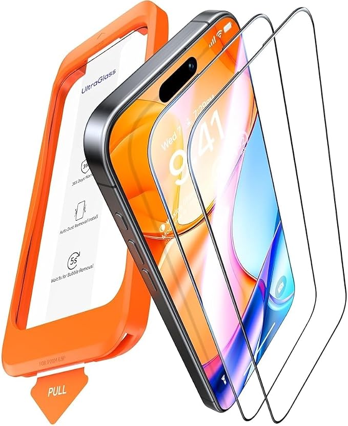 UltraGlass Top 9H+ Glass for iPhone 14 Pro Screen Protector Tempered Glass [Longest Durable & Military Grade Shatterproof] Screen Protector 14 Pro Full Coverage, Anti-fingerprint, 2 Packs