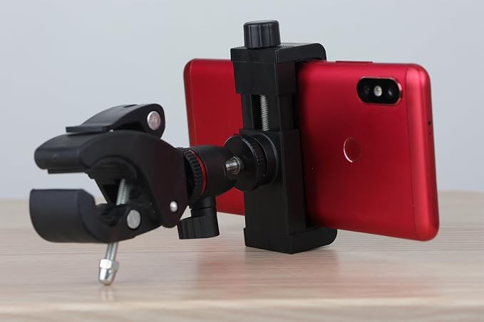 Phone Holder with Clamp for Golf Cart Universal Phone Mount Holder for Bicycle, Wheelchair, Stroller Mic Stand Phone Holder