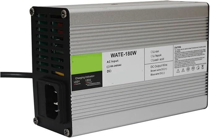 Charger Aluminum Lithium Ion Battery 14.6V 4A Charger 12.8V 14.4V LiFePO4 Battery Smarts Charger 4S Aluminum Shell with Fan Battery Pack Charger Input 100VAC-240VAC(3P Plugs,A.U)