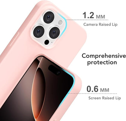 for iPhone 16 Pro Case Silicone Compatible with Magsafe Case, Ultra Slim Thin Magnetic Phone Cases Mag Safe, Cute Soft Rubber Gel TPU Matte Plain Wireless Charging Cover for Women, Light Pink