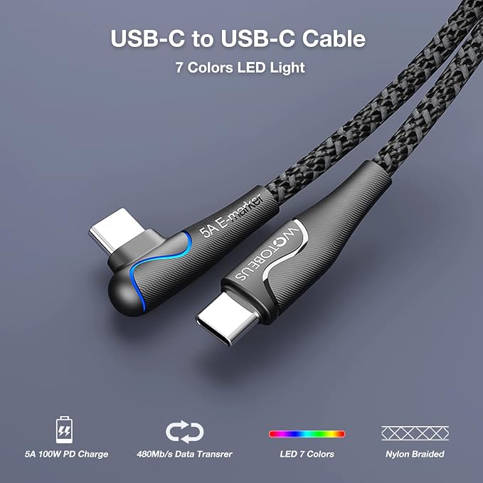 WOTOBEUS 240W 5-Ports USB C GaN Charger with ETL, PD 100W PPS45W Super Fast Charging Station & 5A Cable & AC Cord for iPhone 17 16 15 iPad MacBook Pro Air Galaxy S25 S24 Ultra Pixel Type-C Laptop