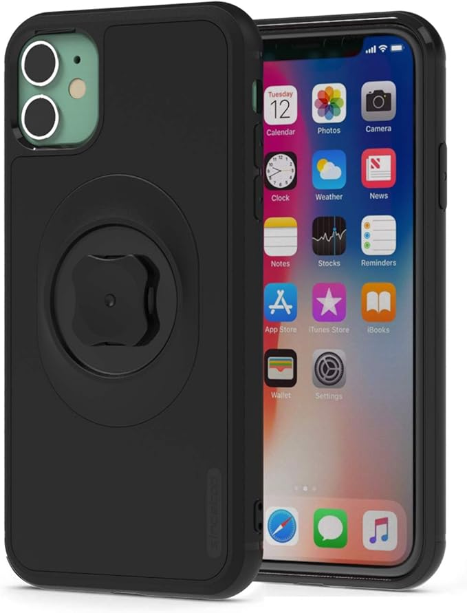 Shockproof Case with Quick Mount Adapter for iPhone 11 ProMax(6.5") - Quick Attach Your Cellphone to Any Sincetop Bike Mount/Car Phone Holder/Armband/Belt Clip Black