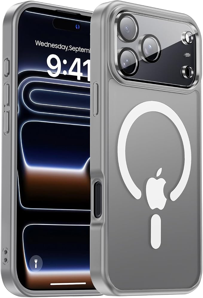 Strong Magnetic for iPhone 17 Pro Case with Camera Lens Protector [ Military-Grade Protection] Compatible with MagSafe Shockproof Slim Thin Cover case for iPhone 17 Pro 6.3 inch, Gray