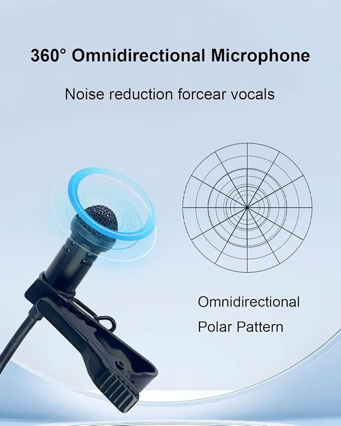 2Pcs Lavalier Microphone Compatible with DJI MIC 1/2 and for Rode Wireless GO II, 3.5mm TRS Plug Omnidirectional Microphone for Streaming Vlog Interview and More, 1.5M