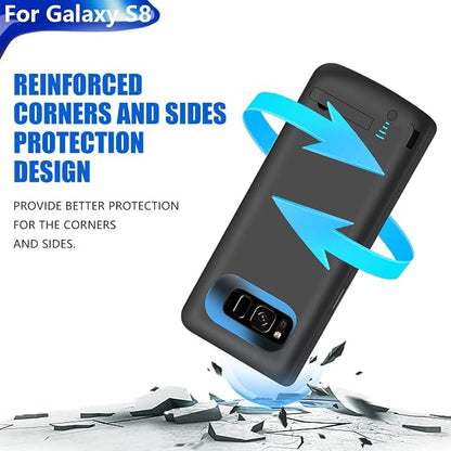 Battery Case for Samsung Galaxy S8, 5000mAh Rechargeable Extended Battery Charging Charger Case, Add 1.5X Extra Juice, Not Compatible with Galaxy S8+ or Galaxy S8 Active Black