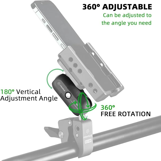FANAUE Double Socket Arm Compatible with RAM Mounts B Size Ball Head and Bike Motorcycle Phone Holder, Fits Industry All Standard 1" Ball Adapters (DA-60)