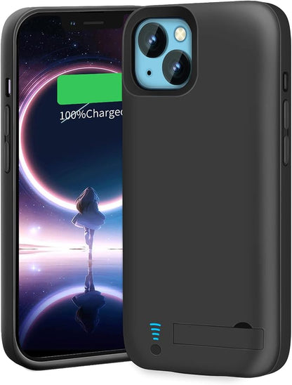 Battery Case for iPhone 14, 5000mAh Rechargeable Extended Battery Charging/Charger Case, Add 100% Extra Juice (6.1 Inches) Black