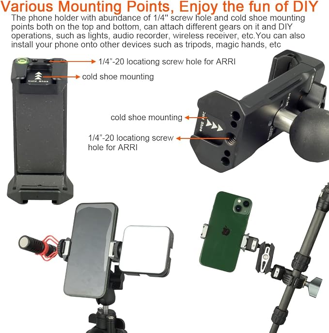 Aluminum 1"(25mm) Ball Mount Phone Holder Compatible with RAM mounts B size1 Inch Ball Double Socket Arm, Dual Protection Motorcycle Bike Handlebar Car Phone Holder with 1 Inch Ball