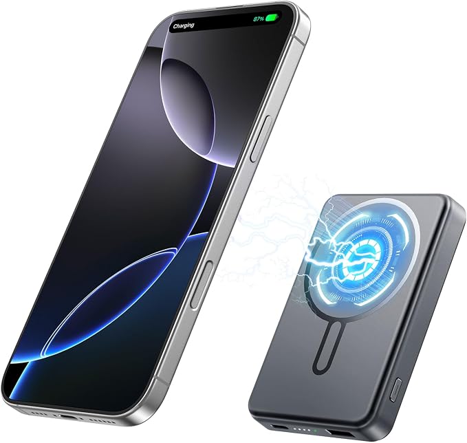 Portable Charger Power Bank 12000 mAh, for Magsafe Bank Pack with 15W Wirless Fast Charging, 20W PD Fast Charging Battery Charger, Magnetic Power Bank for iPhone 17/16/15/14/13/12 Series (Grey)