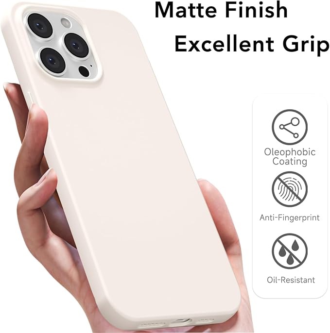 for iPhone 14 Pro Max Case Silicone Compatible with Magsafe Case, Ultra Slim Thin Magnetic Phone Cases Mag Safe, Cute Soft Rubber Gel Matte Wireless Charging Cover for Women, Beige Stone Cream
